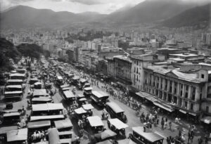 "Atardecer del Siglo XIX: Caracas en Blanco y Negro"