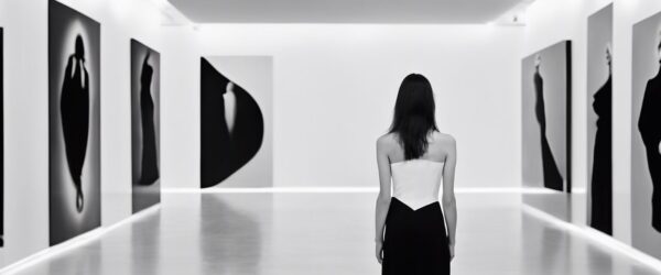 "Fusión de Moda y Arte: Un Diálogo Visual Minimalista y Chic"