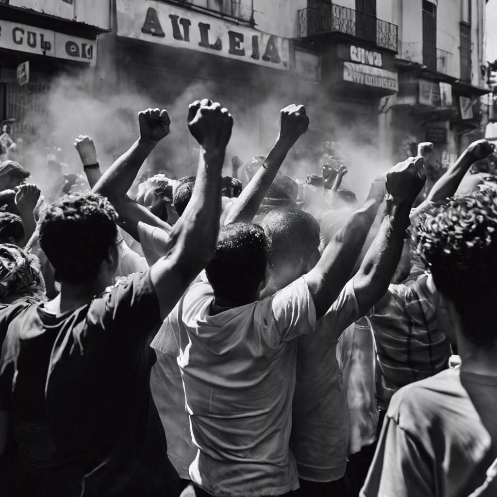 Protesta Ciberpunk: Un Futuro en Contraste.