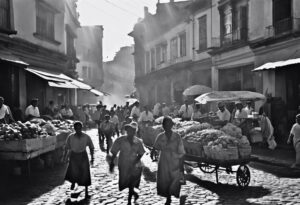 Elegancia Anacrónica: un Retrato Analógico en Blanco y Negro de la Moda Venezolana del Siglo XIX.