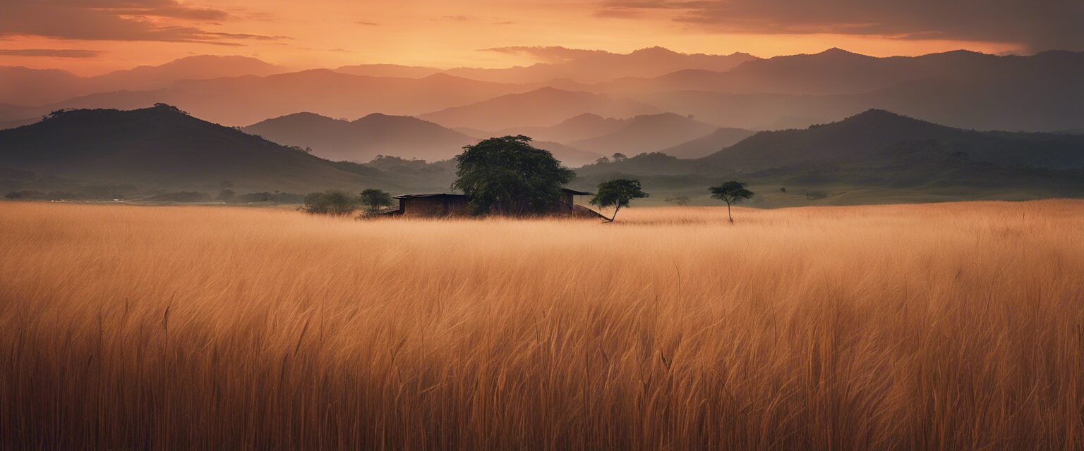 "Crepúsculo Rural Venezolano: Elegancia Natural en Minimalismo"