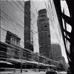  "Futurismo Analógico: Contrastes Urbanos en Caracas"

