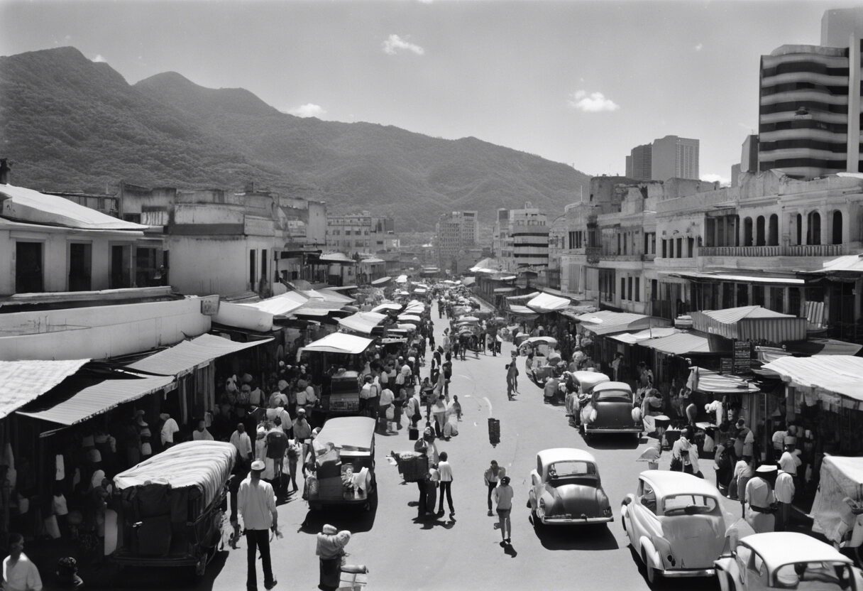 Retrato Monocromático de un Mercado del Siglo XIX en Caracas.