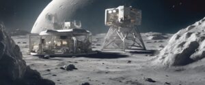 "Reflexiones Cósmicas: Una Vista de la Base Lunar".