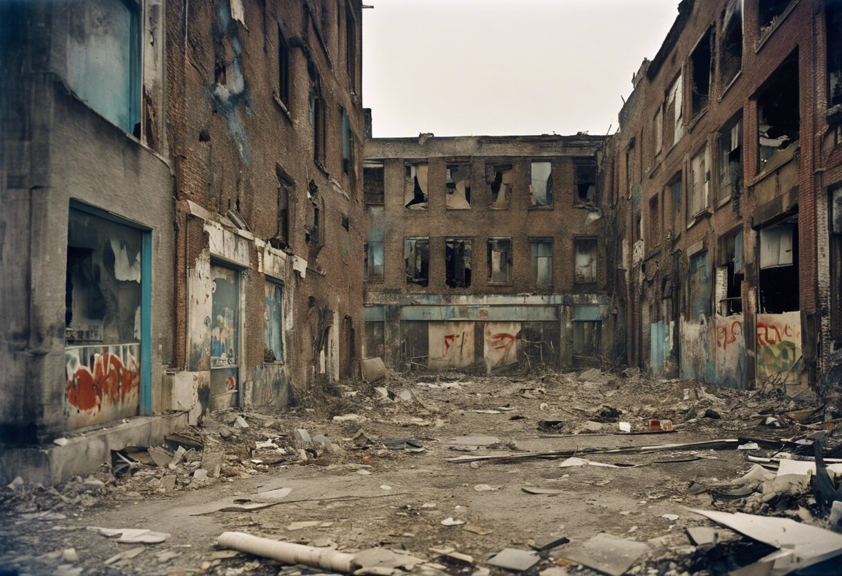 "Renacimiento entre las Ruinas: Paisaje Post-Guerra."