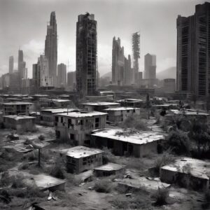  "Amanecer Apocalíptico: Contraste Futurista."

