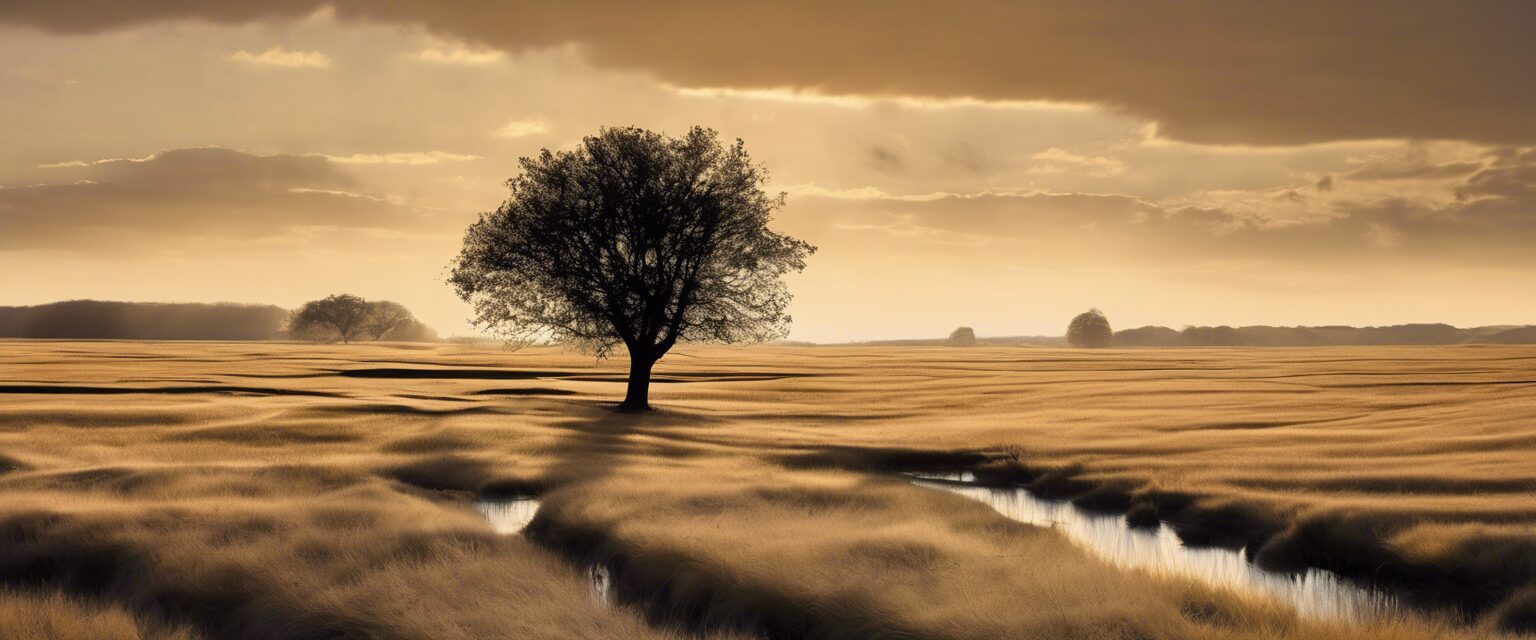  "Luz dorada en paisaje solitario"

