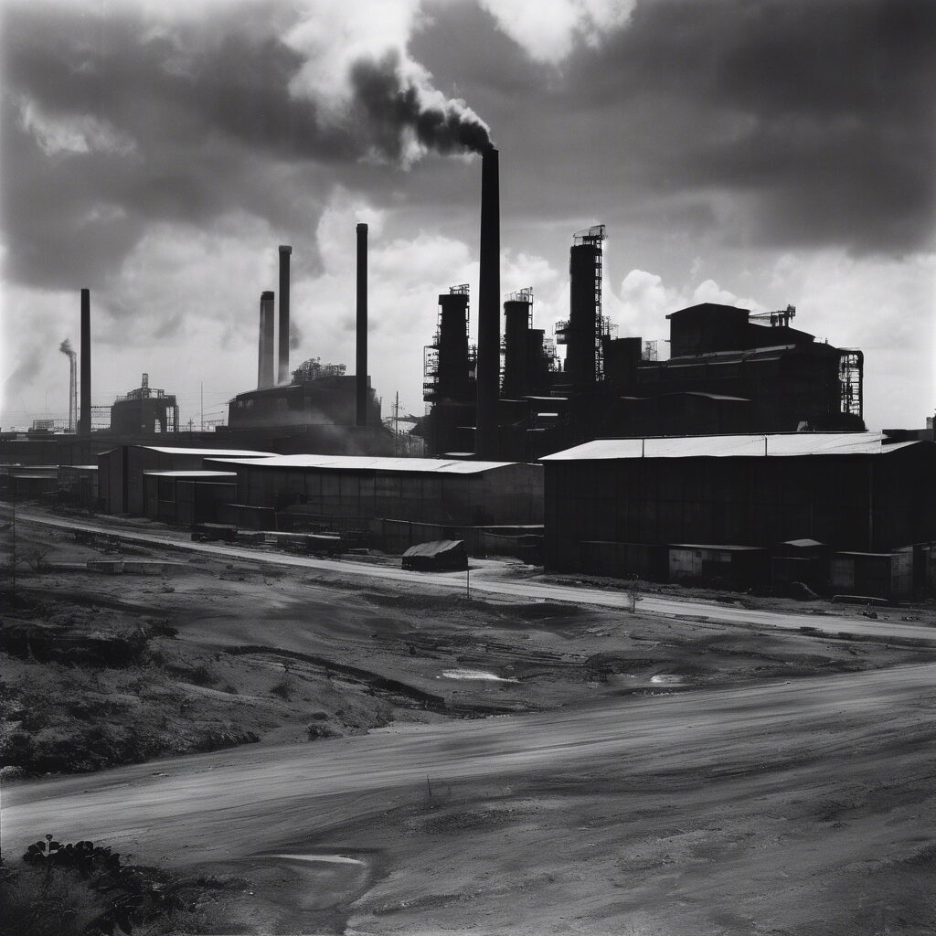  "Contrastes Industriales Futuristas: Un Viaje a través del Cristal"

