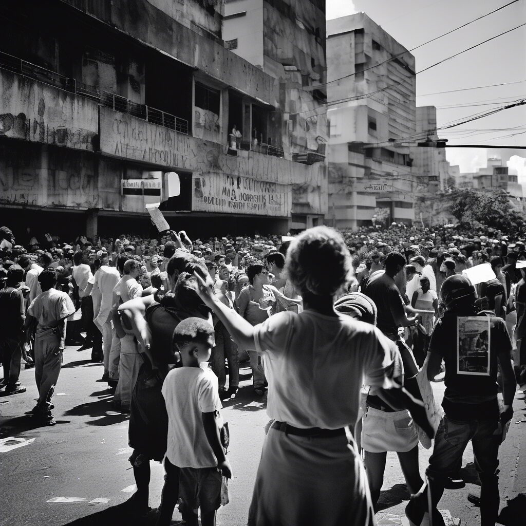  "Mirada Futurista: La convergencia del fotoperiodismo y la política en un lienzo en blanco y negro"

