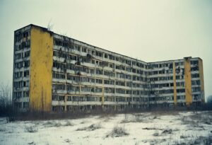  "Ecos de Prypiat: La Belleza Congelada en la Desolación."

