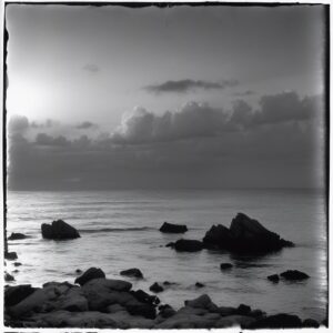  Futuro Grisáceo: Amanecer venezolano en negativo de vidrio

