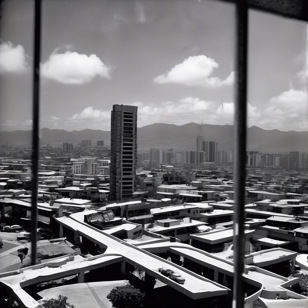  Serenidad Futurista en Contraste Blanco y Negro 

