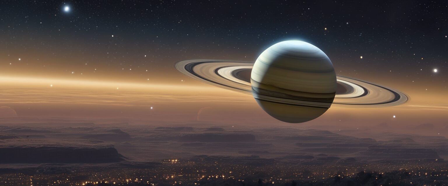  "El Esplendor de Saturno: Bailando con los Anillos de Luz Celestial"

