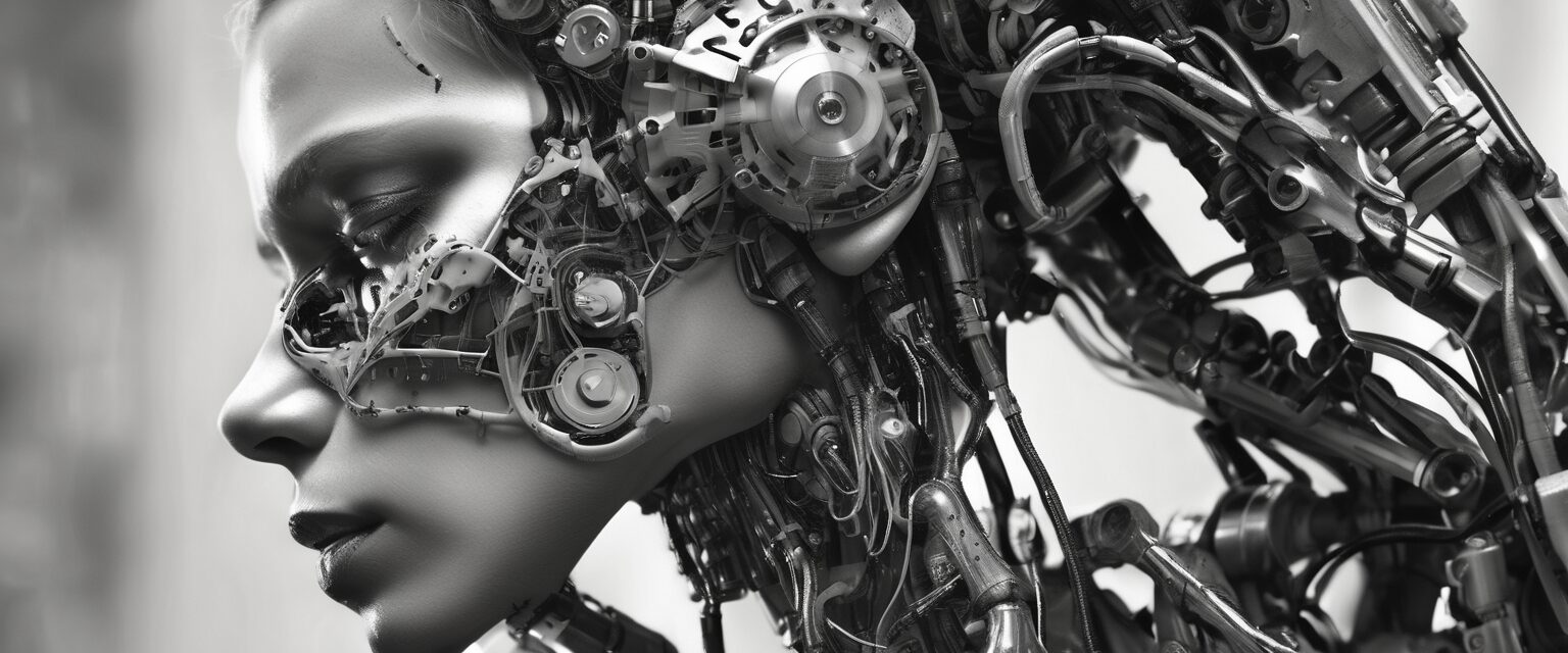  "Noir Cyborg: Un Contraste de Mundos"

